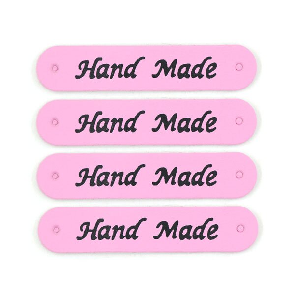 50 st 49 x 10mm handgjorda etiketter handgjorda etiketter syntetiskt pu läder tag diy handarbete lapptäcke sy på etikett för klädväskor hatt: Rosa