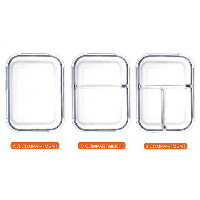 ONEUP Lunch Box For Kids Glass Microwave Bento Box Food Container With Compartment Storage School Leakproof Kitchen Comida