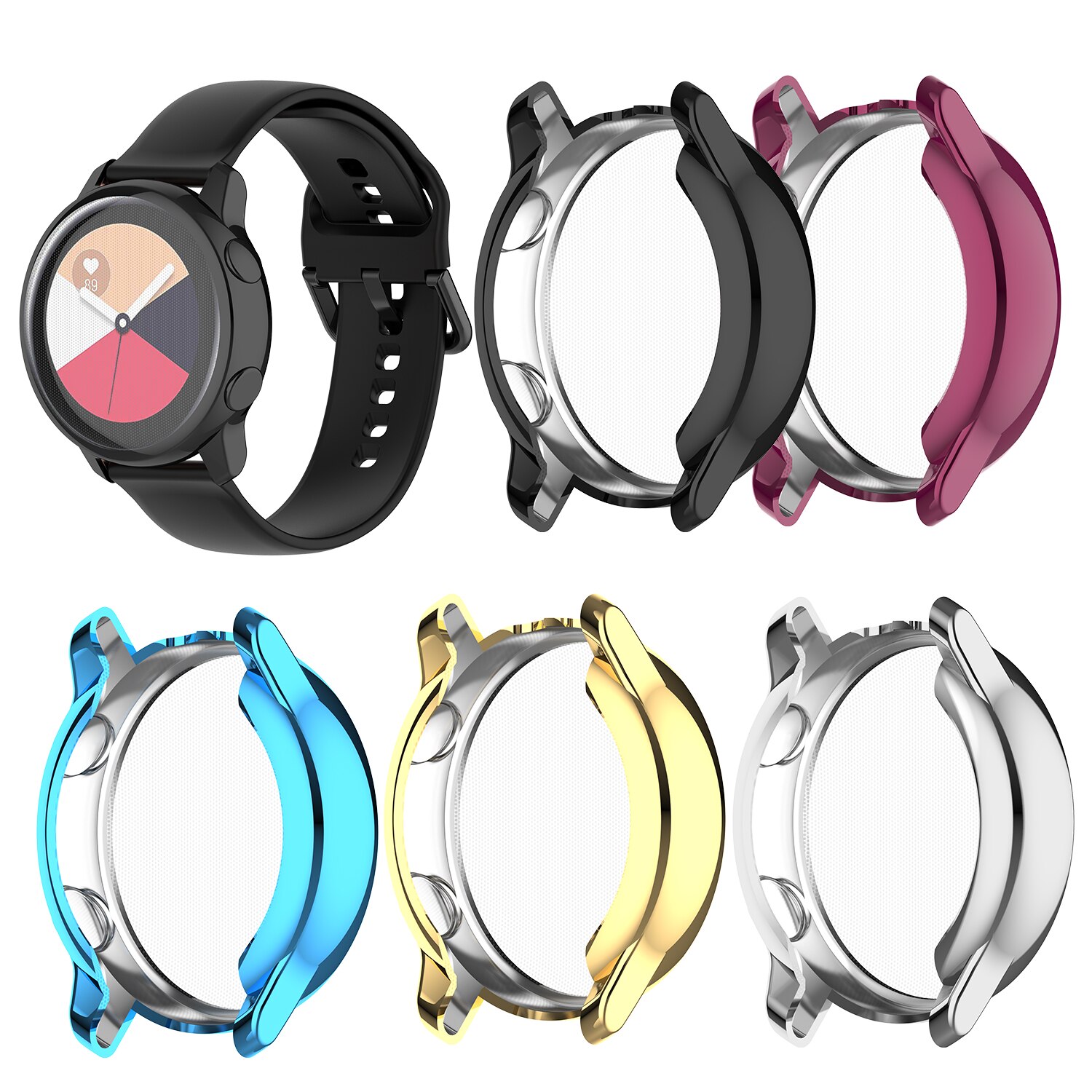 Galaxy watch actieve case voor Samsung galaxy watch actieve cover/r500 plating kleurrijke Transparante TPU soft case anti-fall cove
