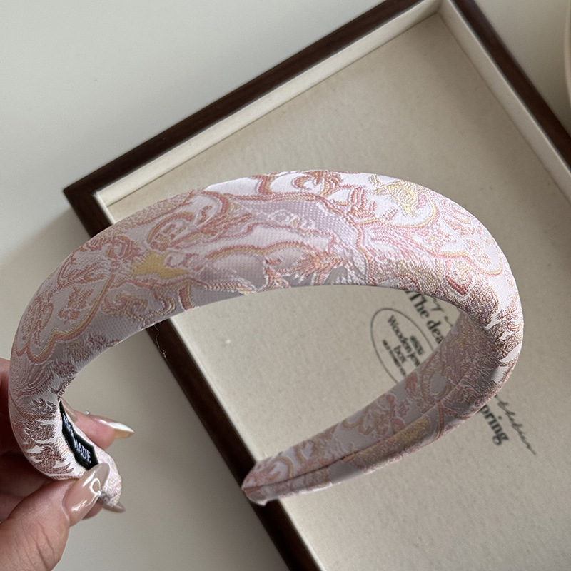 Nueva diadema bordada china, diadema de Jacquard de estilo chino para mujer, aro para el pelo , banda para el pelo con calavera alta, tocado vintage: Gris