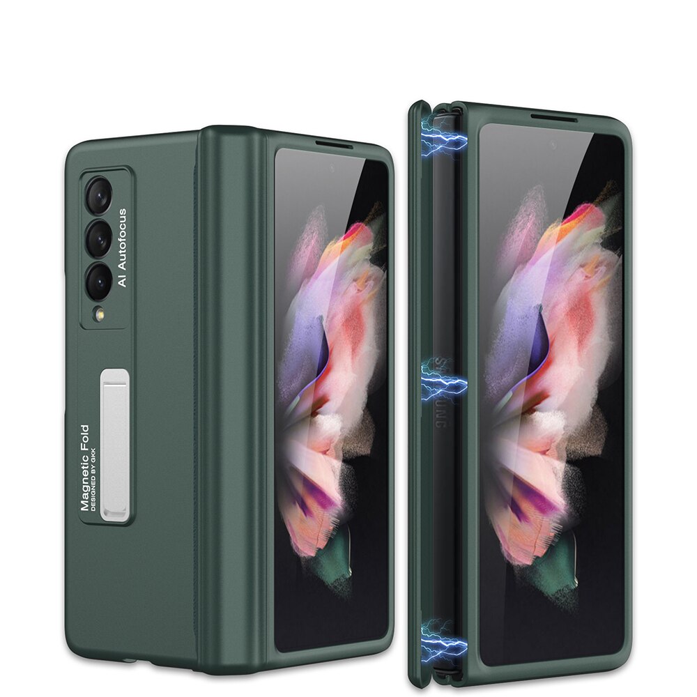 Gkk Magnetische Frame Plastic Case Voor Samsung Galaxy Z Vouw 2 3 5G Stand Alle-Inbegrepen Hard Cover voor Samsung Z Vouw 2 3 5G Case: Galaxy Z Fold 3 5G / Color 2