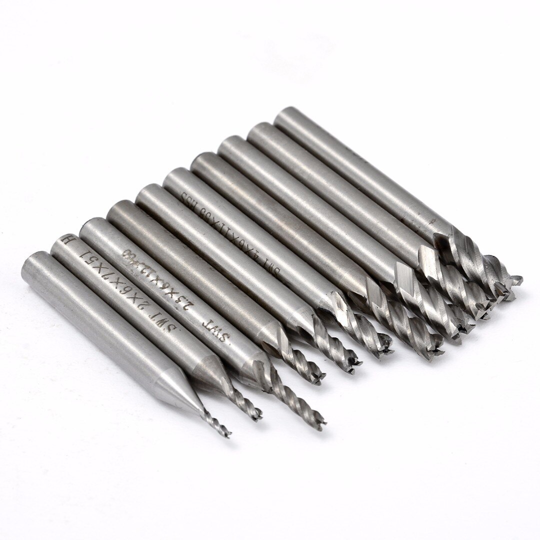 10Pcs HSS 4 Flute End Mill Super Milling Cutter Tools Set 1.5/2/2.5/3/3.5/4/4.5/5/5.5/6mm