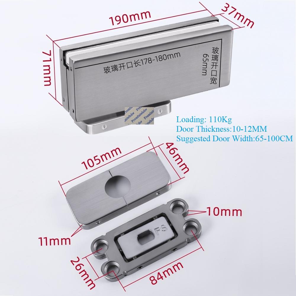 Face Mount Digging Free Floor Closer Spring Glass Door Patch Fitting Pivot Hinge Brush Matte Black Rose Gold Titanium