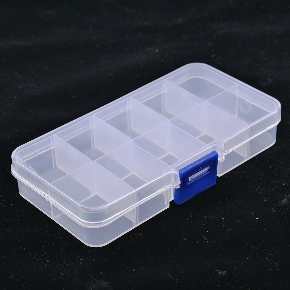 Linsbaywu Plastic 10 Slots Verstelbare Sieraden Verpakking Doos Transparant Tool Case Craft Organizer Box Sieraden Dozen Opslag