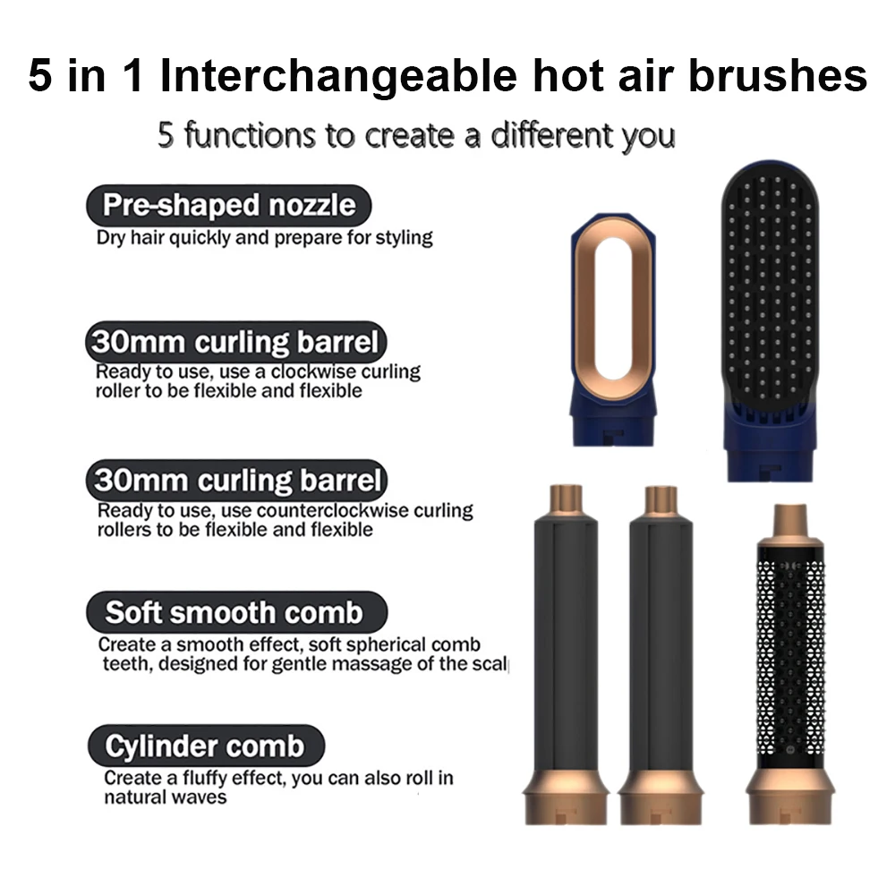 Föhn Multi 5-in-1 haarstyler Krultang Stijltang met haarborstel Haardroger voor föhn Haar Multi Styler