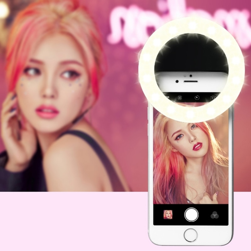 PULUZ LED Selfie Licht Telefoon Anker Live-uitzending Leuke Artefact Ronde 3 Niveaus van Helderheid Schoonheid 33 LEDs Licht Vullen