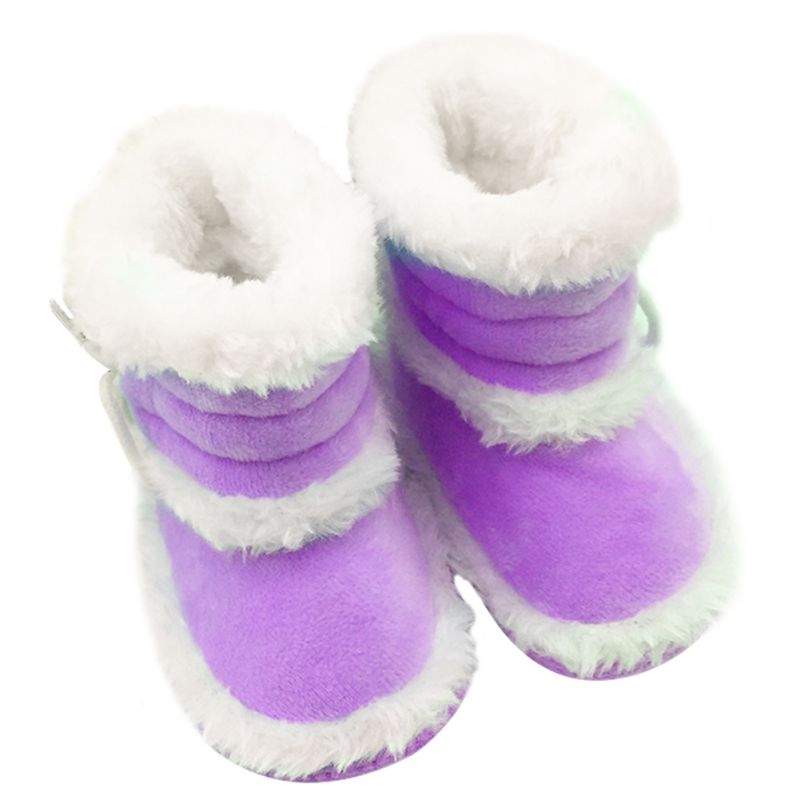 Botas de nieve infantil para niñas de 0 a 18 meses, zapatos con cordones, botas antideslizantes: Lavanda / 1