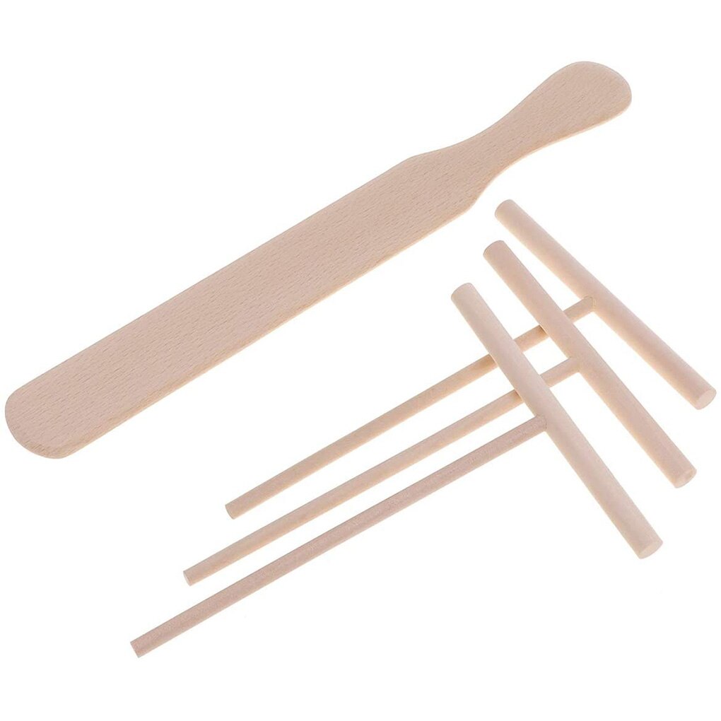 4Pcs/set T-Shaped Pancake Utensils Crepe Non-Stick Wooden Spreader And Spatula Rake Spreading Pie Pancake Tools