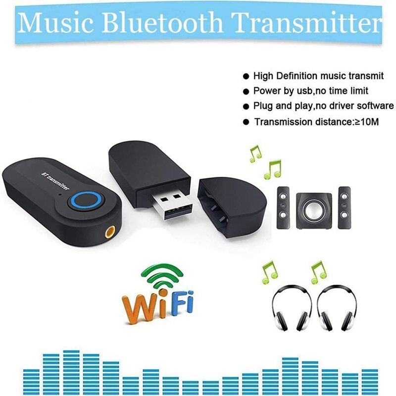 Bluetooth Zender Draadloze Draagbare Stereo Usb Bluetooth 5.0 Zender Adapter Voor 3.5Mm Audio Apparaten Tv Pc Auto