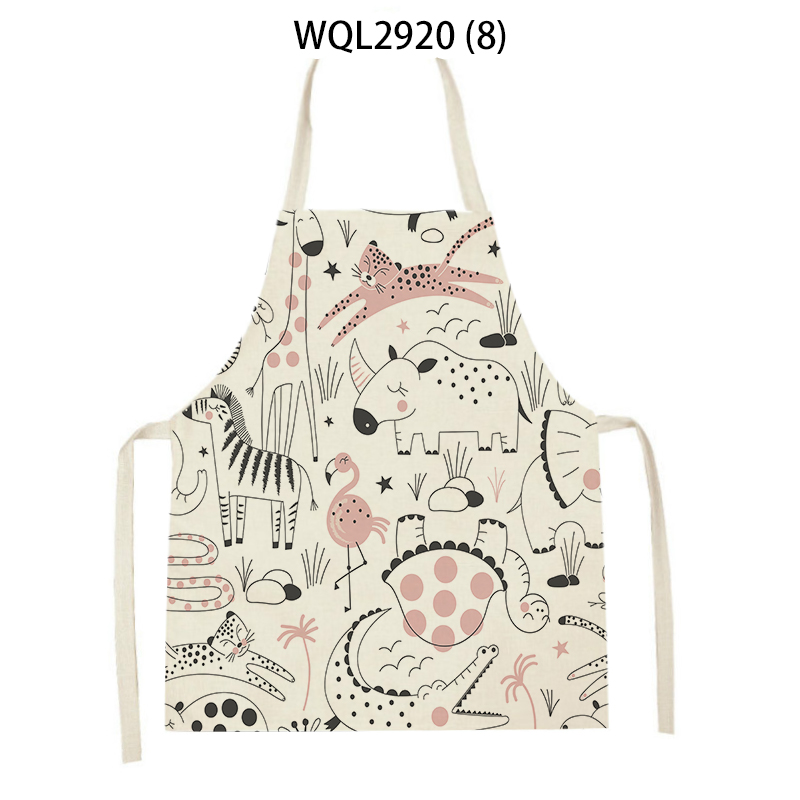 mandilon escolar infantil delantal barbero limpieza hogar Blusa con estampado de dibujos de animales para niños, delantal de cocina a prueba de aceite, antiincrustante, para el hogar,: WQL2920-8 / 68x55cm adultsize