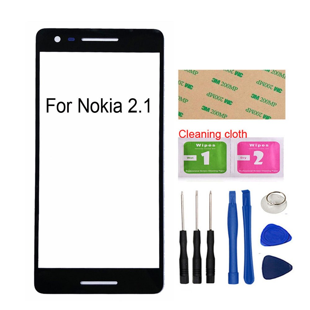 Panneau tactile extérieur en verre pour Nokia 6.1 Plus/5.3/5.1/5.1plus/2.1/3.1 Plus, panneau avant de réparation de téléphone (sans écran tactile): 2.1 Black