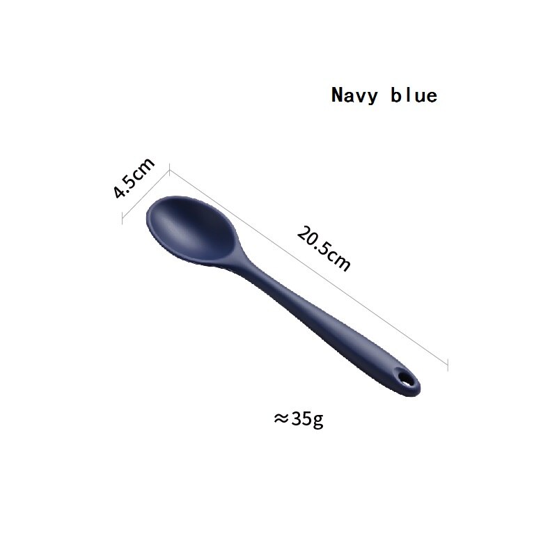 Kitchenware Spoon Long Handle Silicone Salad Food Mixing Stirring Spoon Kitchen Cooking Tool For Picnic Kitchen Soup Spoons: Dark blue-Small