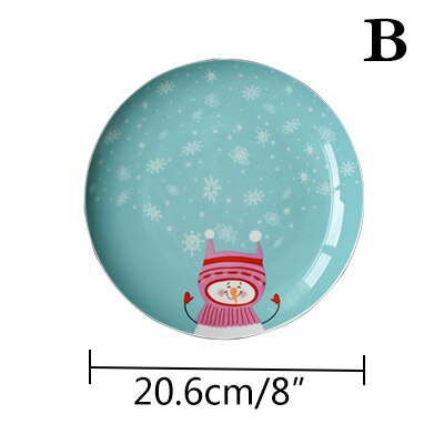 Christmas Dish Ceramic Plate Porcelain Tableware Dinner Set Salad Dish Tray Cake Pastry Fruit Serving Plates Restaurant 8'' 1pcs: DS0157 Plate