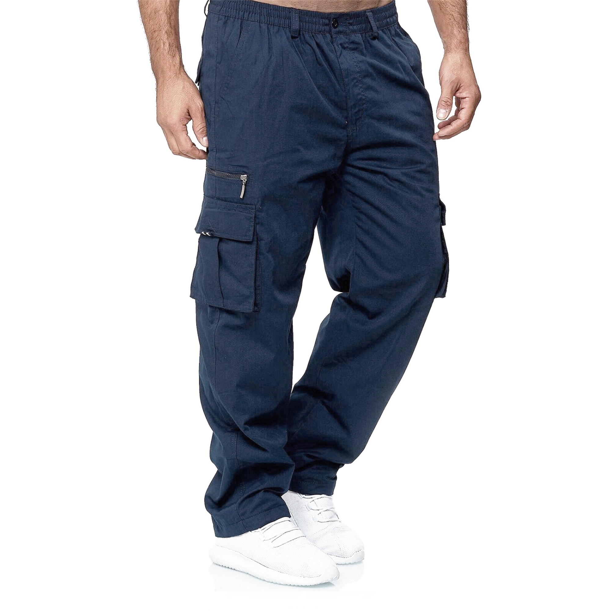 Heren Losse, Rechte Pijpen En Casual Herenmode Voor Heren, Casual Met Meerdere Zakken, Losse Overall Met Rechte Pijpen, Outdoorbroeken Voor Heren: XXL / Donkerblauw