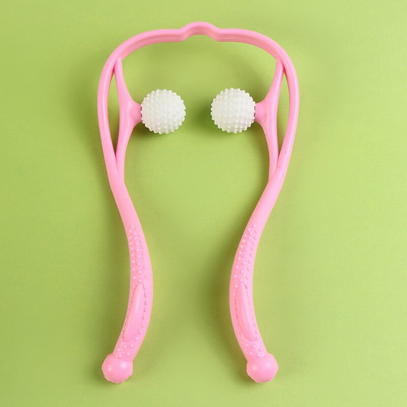 Druk Therapie Nek Massage Tool Druk Verlichten Hand Roller Massage Nek Schouder Dual Trigger Punt Zelf Massager: Pink