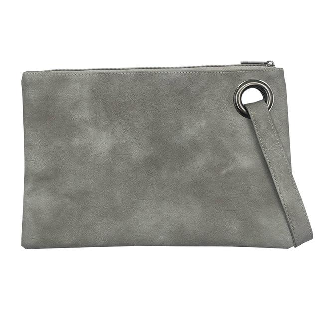 Solid Handbag Women's Clutch Bag Leather Women Envelope Bag Zipper Evening Bag Female Clutches Handbag Torebki Damskie: Gray