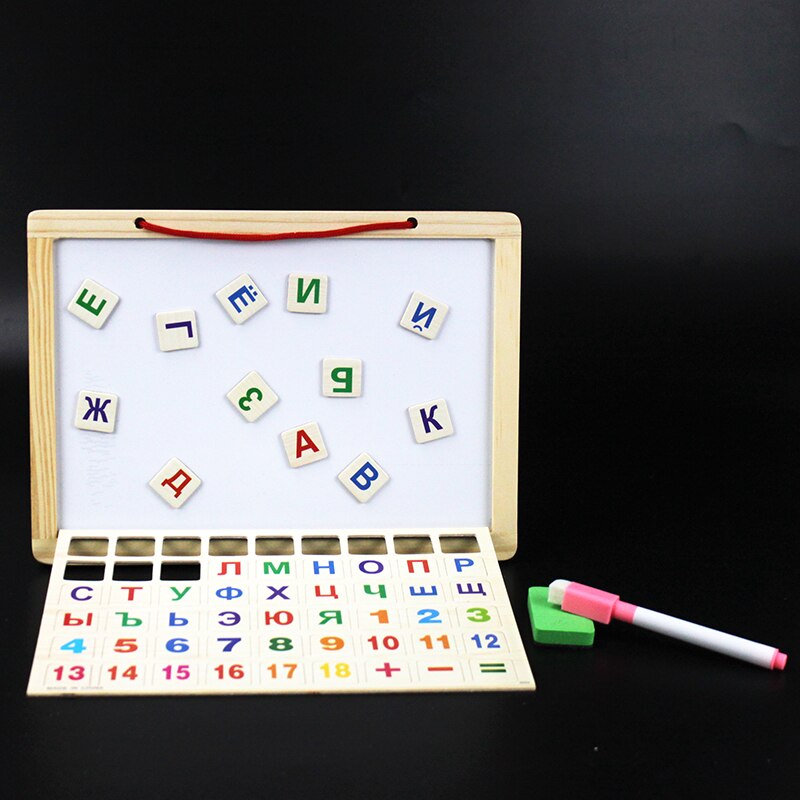 Tableau noir et blanc magnétique pour enfants, russe/arabe/espagnol/anglais, chiffres Double face/jeu d&#39;alphabet pour enfants de 3 ans