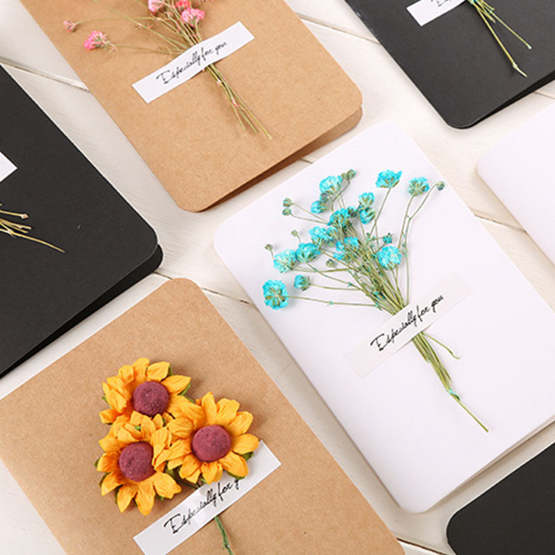Dry flower greeting card retro blank small card mother's day thank you thanksgiving blessing card diy birthday card