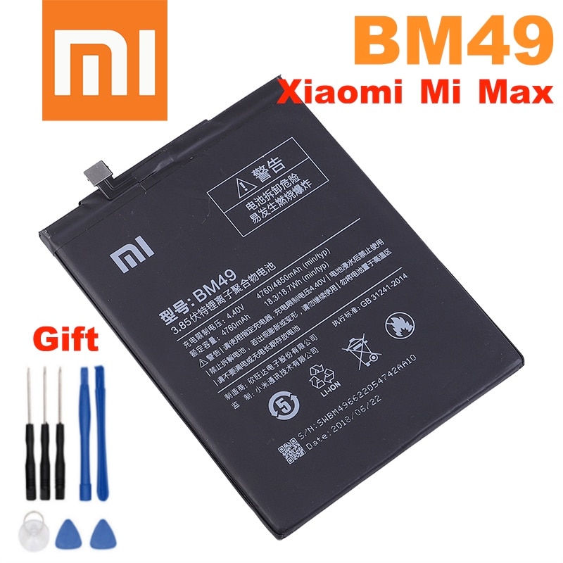 BM49 Xiao Mi 100% Originele Batterij Voor Xiaomi Mi Max BM49 Telefoon Vervanging Batterijen 4760Mah + Gratis Tools