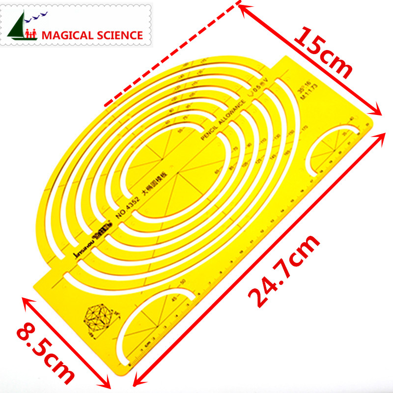 Große Oval vorlage groß Ellipse zeichnung lineal kunststoff halb-elliptische vorlagen für studenten flexibel JSH4352