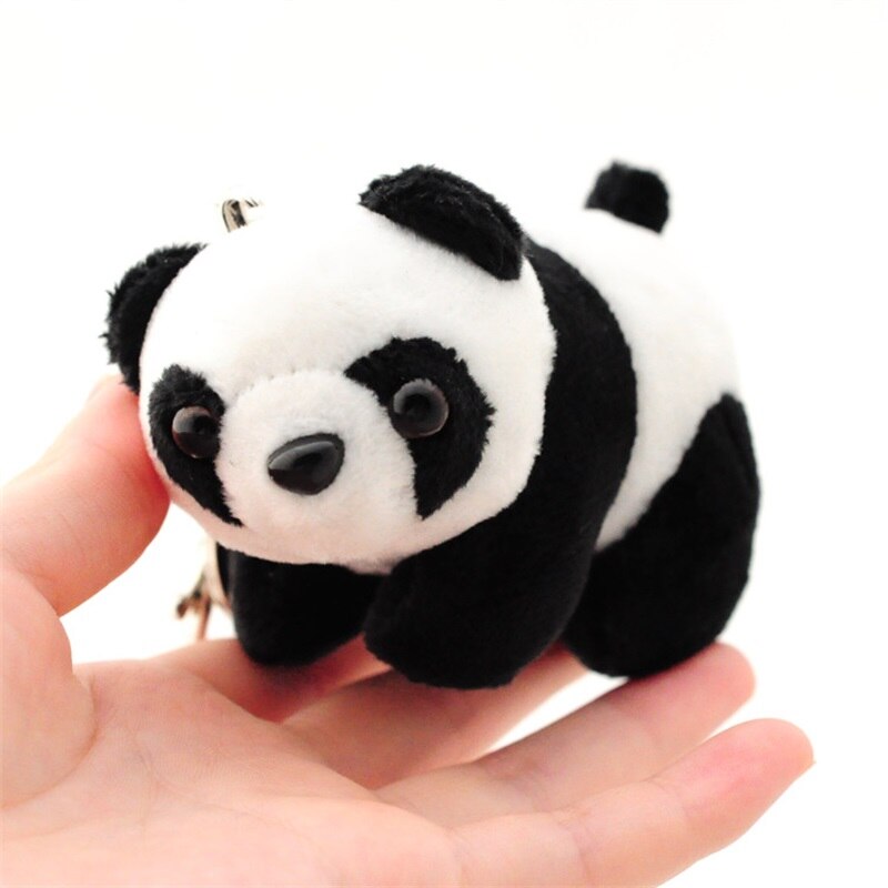 Lille 9cm panda nøglering vedhæng sød kawaii baby børn plys legetøj børn legetøj til børn nøglering: Lysegrå