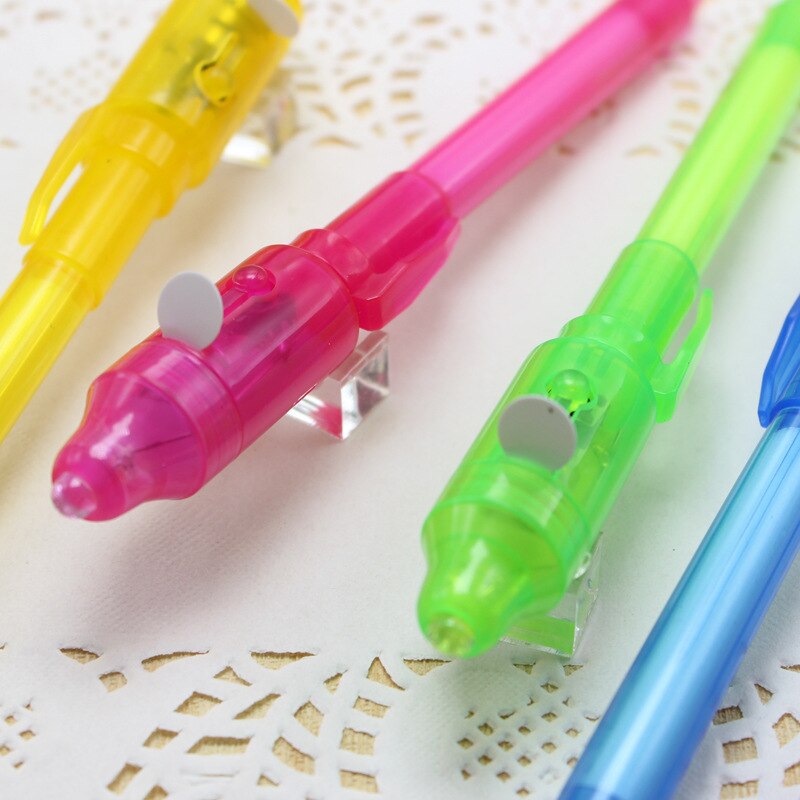 12Pcs/lot UV Light Invisible Ink Pen Secrect Message pens 2 In 1 Magic Pen for Drawing Fun Activity Kids Party Favors