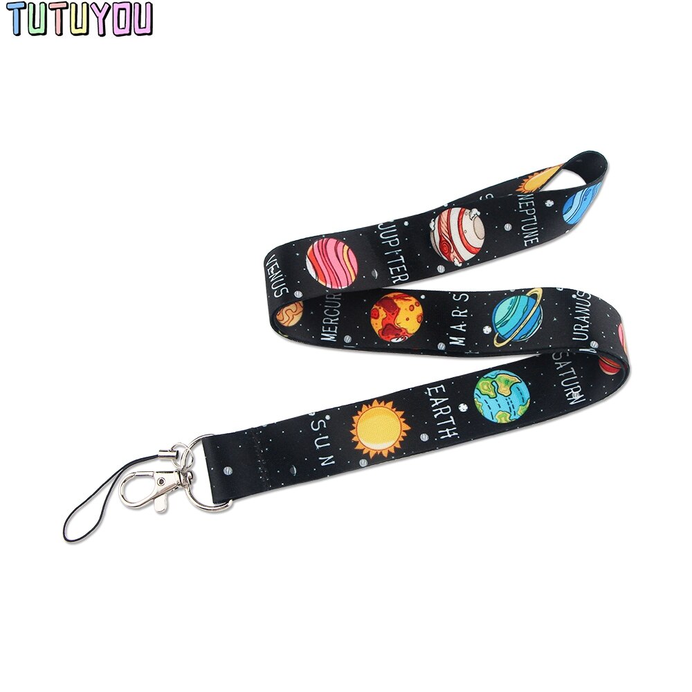 PC2057 Space Planet Astronaut Lanyard Badge ID Lanyards Mobile Phone Rope Key Lanyard Neck Straps Accessories