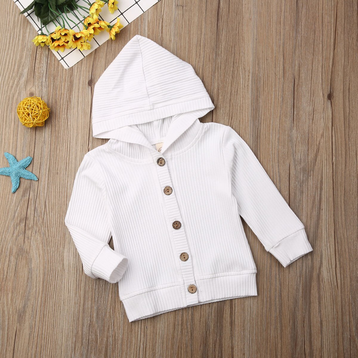 Meisjes Jongens Baby Vest Jas Jas Lange Mouwen Hooded Uitloper Effen Kleur