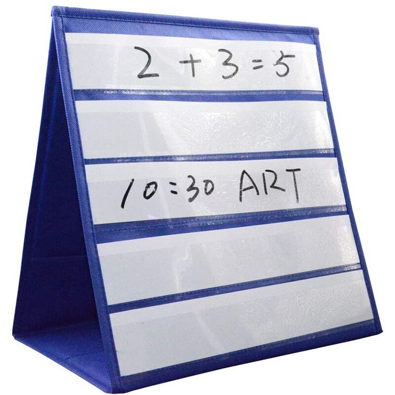 Desktop Pocket Chart Double-Sided and Self-Standing Mini Pocket Chart Stand for Individual or Small Group (43X 33cm)