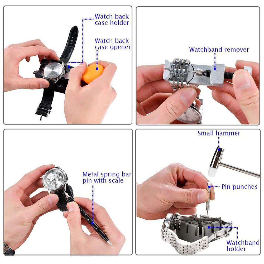 144 Stuks Horloge Gereedschap Horlogemaker Gereedschap Horloge Reparatie Tool Kit Horloge Caser Opener Pin Link Remover Spring Bar Uurwerken Gereedschap