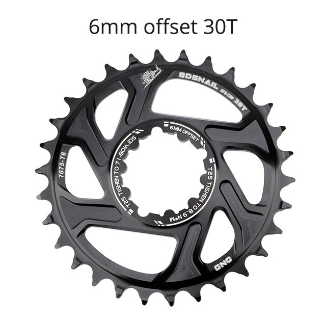 Schnecke 3mm 6mm versetzt Kettenblatt für Sram GXP SX NX GX XO X01 XX1 32/34/36/38T Fahrrad Einziges Krone Mtb überspielen Kurbelgarnitur: 6mm versetzt Schwarz 30T