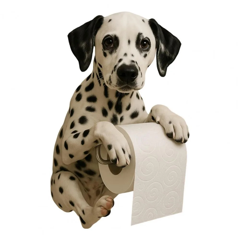 Soporte de papel higiénico para perro divertido, estatua de Animal de resina montada en la pared, organizador de rollos de pañuelos para el baño, decoración del hogar, 1 Uds.: Rojo