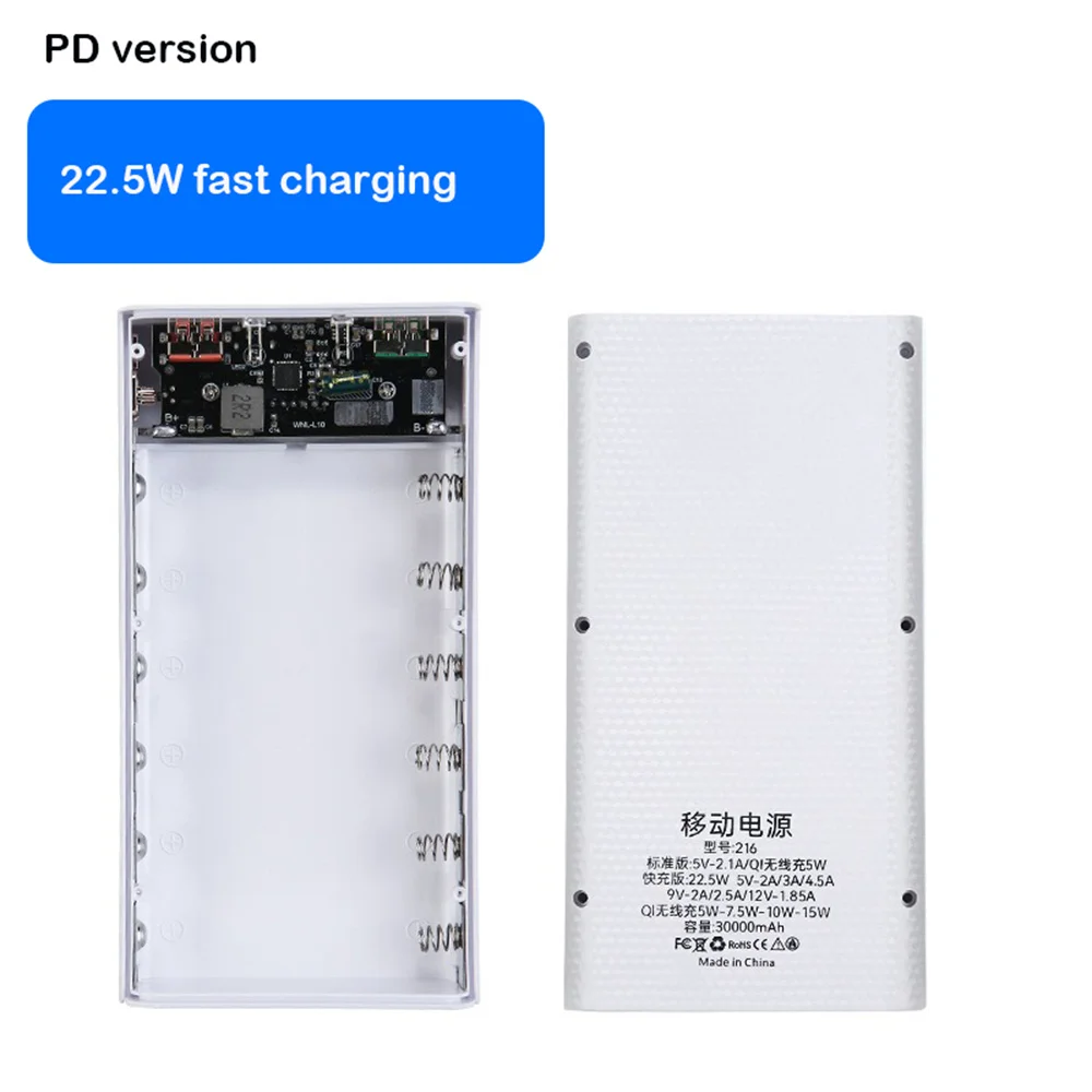 6*21700 Energie Bank fallen Unterstützung Schnell Schnelle Ladegerät Abnehmbare 21700 Batterie Halfter Ladung Kasten Ladung PD DIY Mit Taschenlampe: Grün