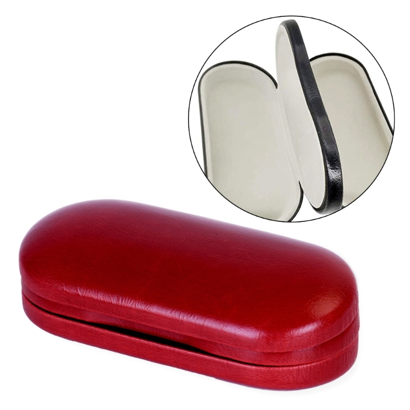 Dual- Glasses Case Double Eyeglasses Case For 2 Pair Eyeglasses Holder Portable Glasses Case Double Layer Glasses Case: Rose Red