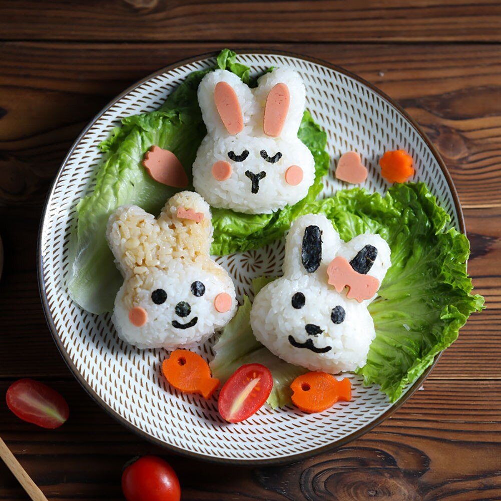 Cartoon Rice Ball Molds DIY Smiling Face Shape Sushi Maker Mould Seaweed Cutter Rice Ball Kitchen Bento Decoration Accessories