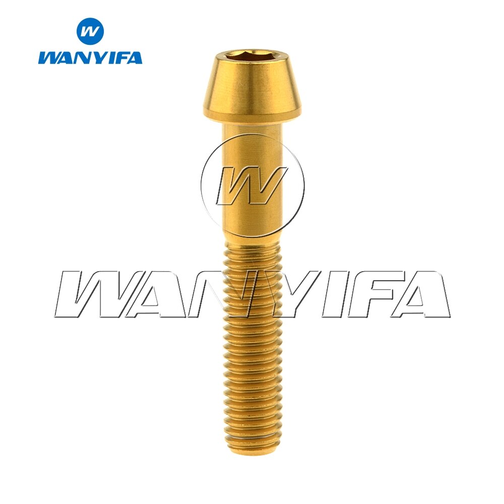 Wanyifa titan bolter  m8 x 35 40 45 50 70mm unbrakonøkkel konisk skrue for sykkel motorsykkel bil klasse 5 titan ti bolt: 45mm gull