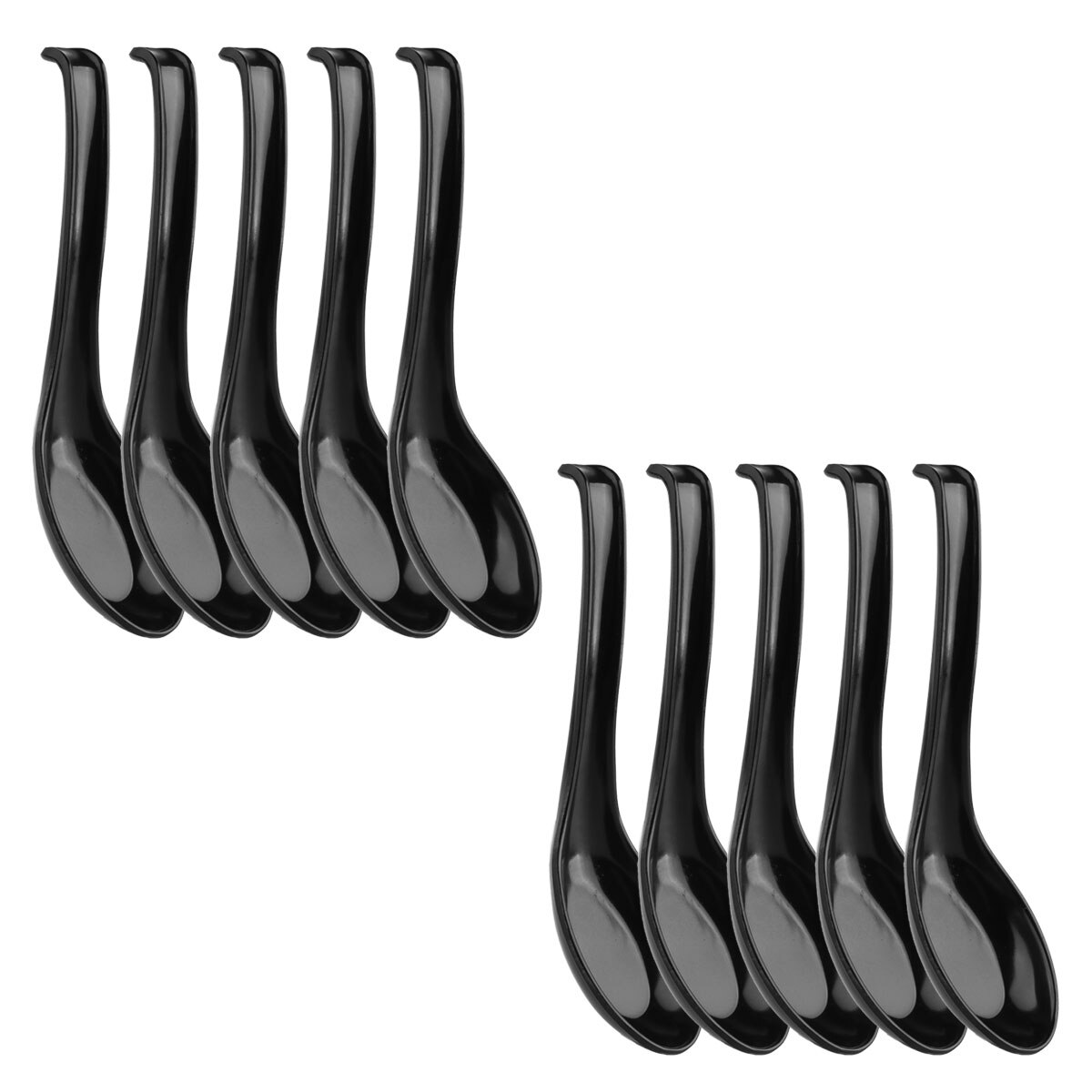 5/10Pcs Ramen Noodle Soep Lepels Met Lange Handvat En Haak Voor Restaurants Home Hotel Voedsel Winkel: 10Pcs Black