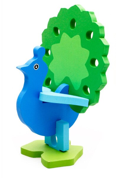 MWZ Cartoon zwierząt zabawki dla dzieci 3D puzzle drewniane puzzle dla dzieci nauka zabawki edukacyjne dla dzieci Handmade DIY zabawki: peacock