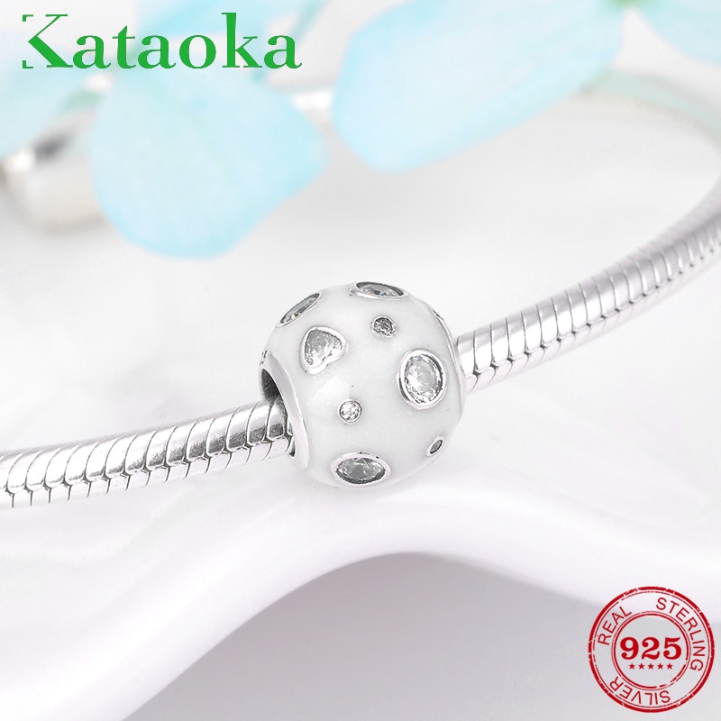2018 novo 925 prata esterlina fascinante esmalte branco com contas cz caber original europeu charme pulseira jóias fazendo