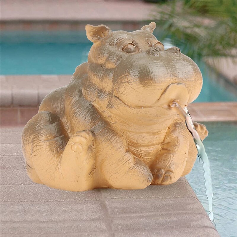 Hippo Decor Pond Spitter Statue, Hippo Garden Statue Animal Pond Sprinkler, Animal Fountain for Garden Decoration