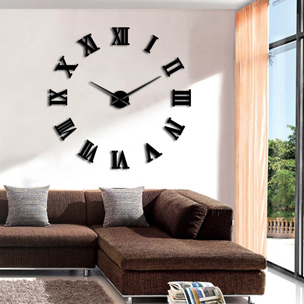 3D Spiegel Oppervlak Sticker Home Decor Moderne Diy Grote Wandklok Kunst Giant Wandklok Horloge Met Romeinse Cijfers Grote klok