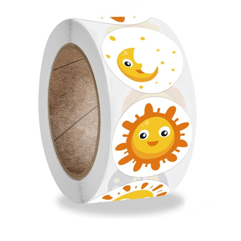 28mm 100-500Pcs Cute Sun Rainbow Clouds Label Sticker Smiley Stickers for Handmade Decor Sealing Labels Kids Reward Sticker: 300pcs