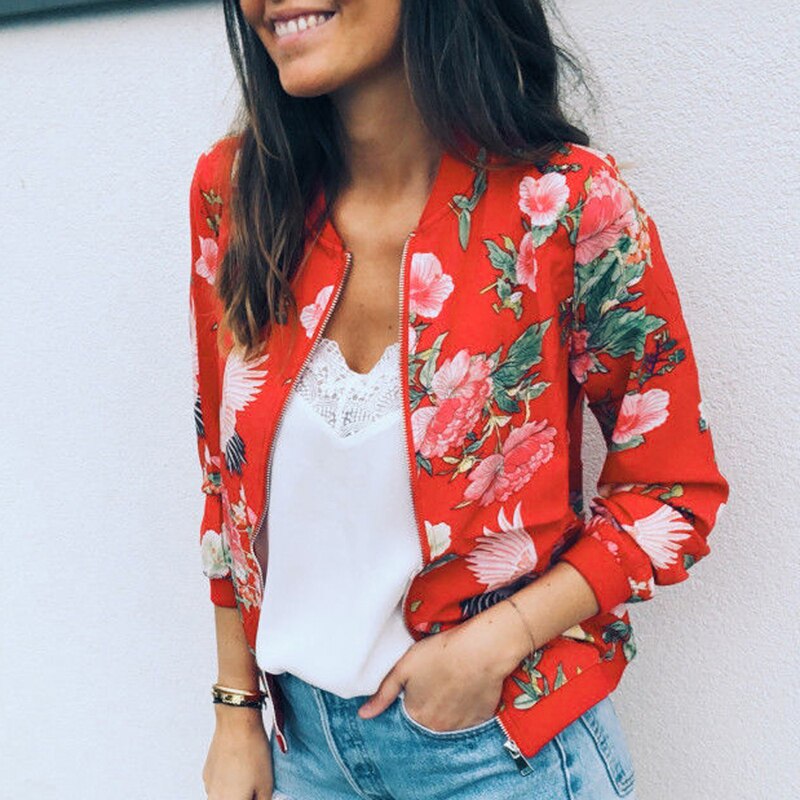 Vertvie femmes Sport manteau printemps Automn veste à glissière couleur unie à manches longues Baseball court imprimé manteau veste décontractée