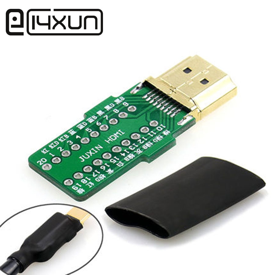 EClyxun 1pcs DIY Standaard HDMI Lassen Mannelijke Jack Plug 19 Pins Kabel Connector 19 + 1 vergulde reparatie Plug krimpkous tube