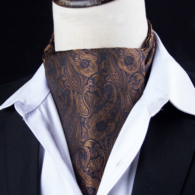 Paisley Floral Ascot Tie Men Pink Ascot Cravat Man Green Silk Cravat Tie Mens Brown Polyester Wedding Ascot Scarf Green B109: B108-016