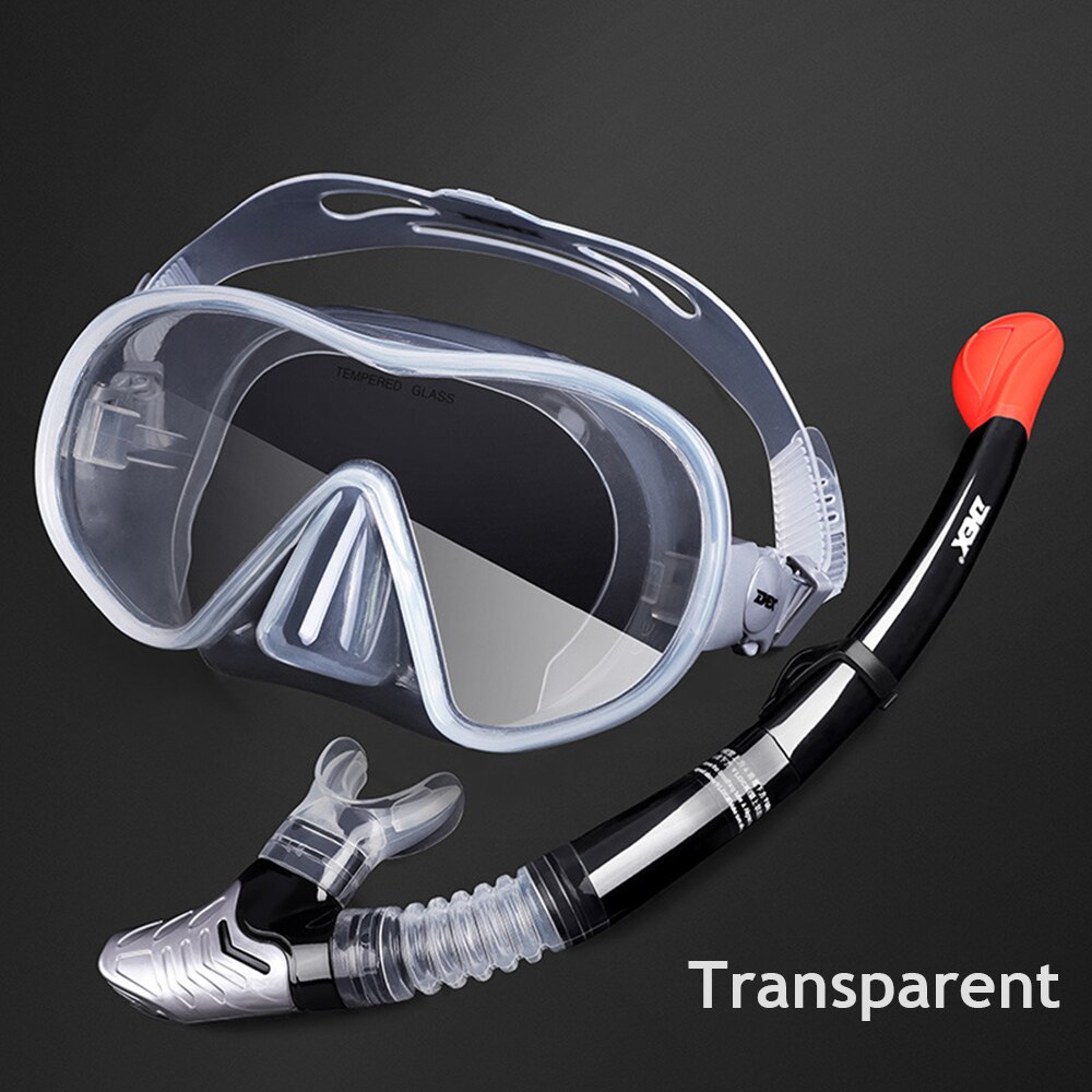 Scuba Diving Mask Set Anti Fog Goggles with Snorkel Glasses Tube Adjustable Strap for Women Men Adult Swimming Mask: transprent set