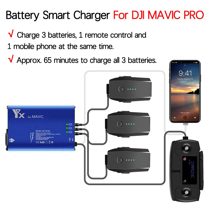 Voor Dji Mavic Pro Platinum Drone 5In1 Multi Snelle Smart Batterij Opladen Hub Thuislader Usb Opladen Afstandsbediening Accessoires