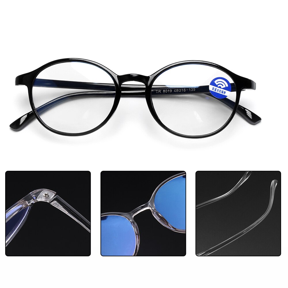 Runde blå lys blokerende briller anti øjne dekorative briller lys computer anti strålingsbeskyttelse glas