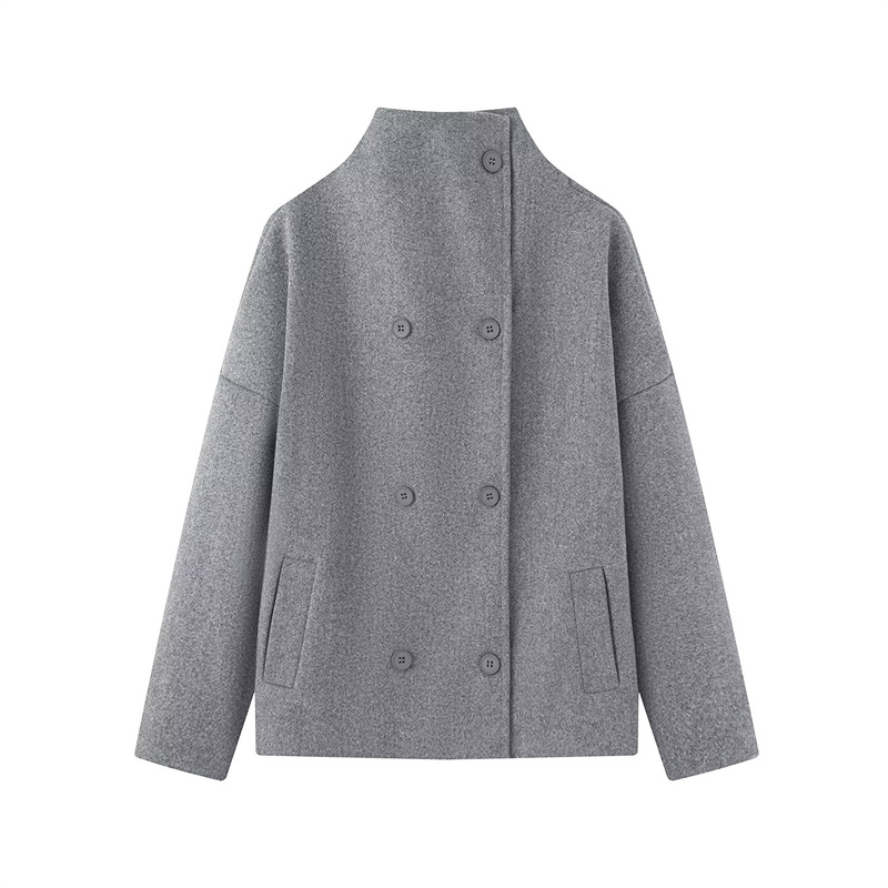 2026 Cappotto corto doppio petto versatile stile neutro elegante moda nuovo arrivo primavera 2026: L / Grigio
