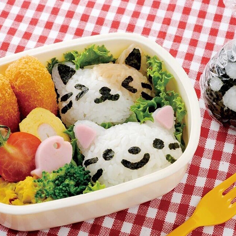 1 uppsättning söt leende katt sushi ris mögel dekor skärare smörgås japansk risboll julgran halloween pumpa formar diy verktyg